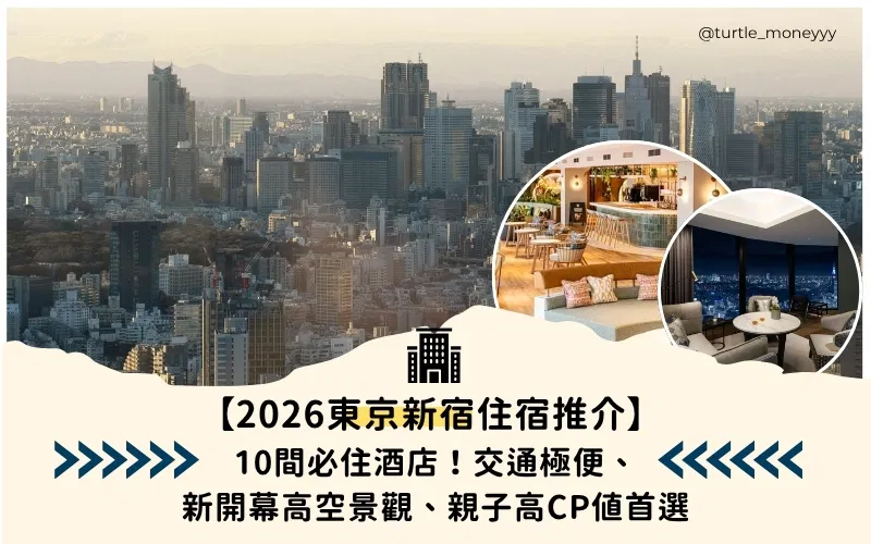 2026東京新宿住宿推介封面圖，東京天際線與飯店房型照片拼貼
